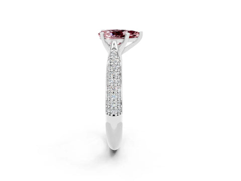 White gold Pear Cut Diamond Solitaire Engagement Ring with Pavé Band and Four-Prong Setting_2