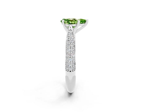 White gold Pear Cut Diamond Solitaire Engagement Ring with Pavé Band and Four-Prong Setting_2