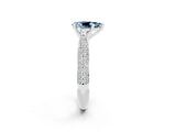 White gold Pear Cut Diamond Solitaire Engagement Ring with Pavé Band and Four-Prong Setting_2