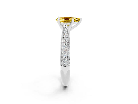 White gold Pear Cut Diamond Solitaire Engagement Ring with Pavé Band and Four-Prong Setting_2