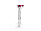 White gold Pear Cut Diamond Solitaire Engagement Ring with Pavé Band and Four-Prong Setting_2