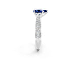White gold Pear Cut Diamond Solitaire Engagement Ring with Pavé Band and Four-Prong Setting_2
