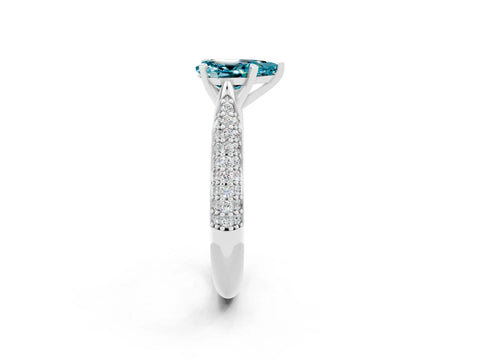 White gold Pear Cut Diamond Solitaire Engagement Ring with Pavé Band and Four-Prong Setting_2