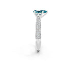 White gold Pear Cut Diamond Solitaire Engagement Ring with Pavé Band and Four-Prong Setting_2