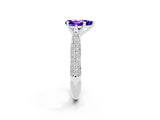 White gold Pear Cut Diamond Solitaire Engagement Ring with Pavé Band and Four-Prong Setting_2