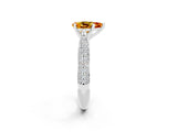 White gold Pear Cut Diamond Solitaire Engagement Ring with Pavé Band and Four-Prong Setting_2