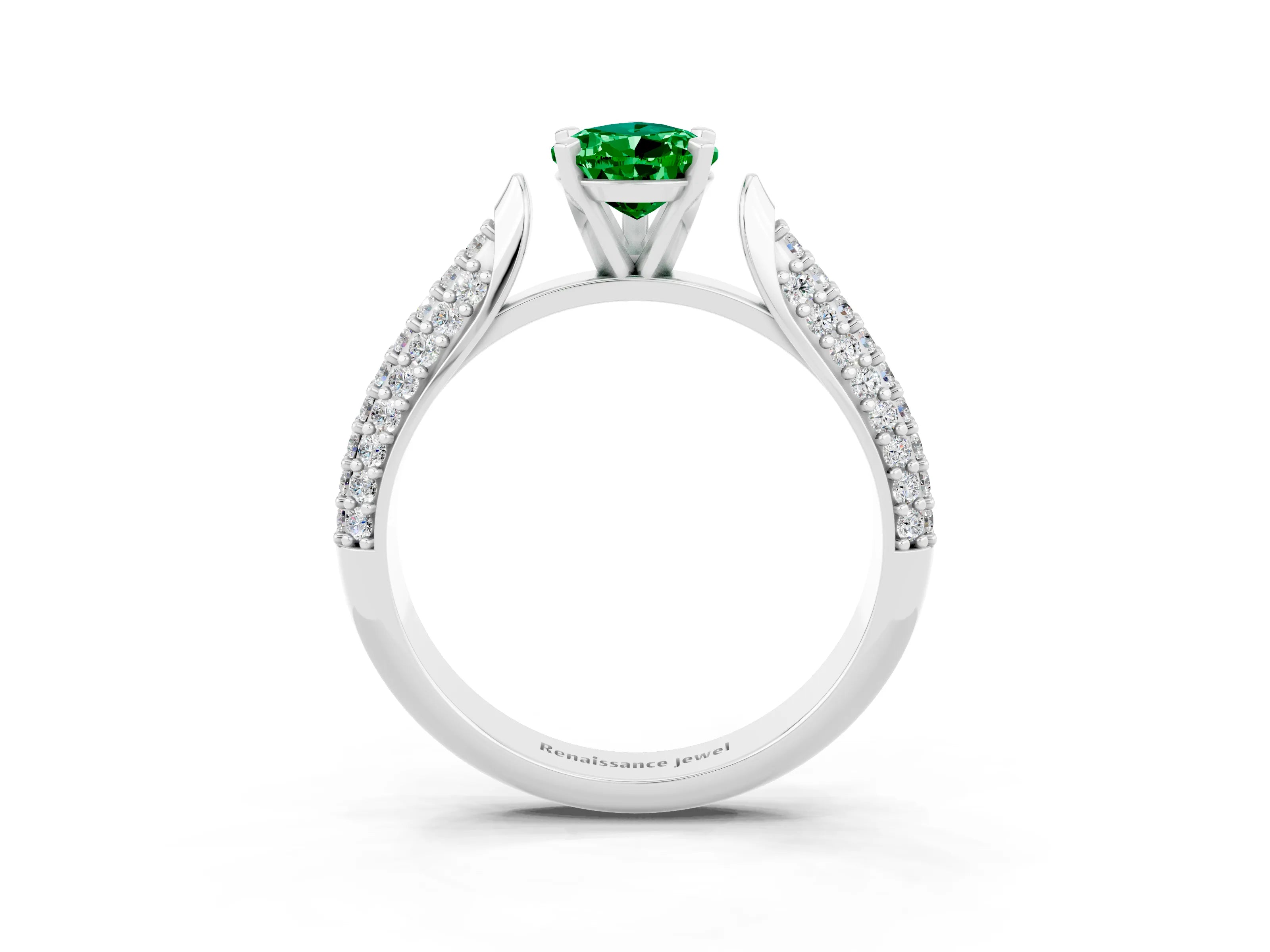 White gold Pear Cut Diamond Solitaire Engagement Ring with Pavé Band and Four-Prong Setting_3