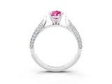 White gold Pear Cut Diamond Solitaire Engagement Ring with Pavé Band and Four-Prong Setting_3