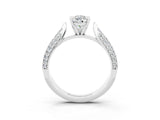 White gold Pear Cut Diamond Solitaire Engagement Ring with Pavé Band and Four-Prong Setting_3