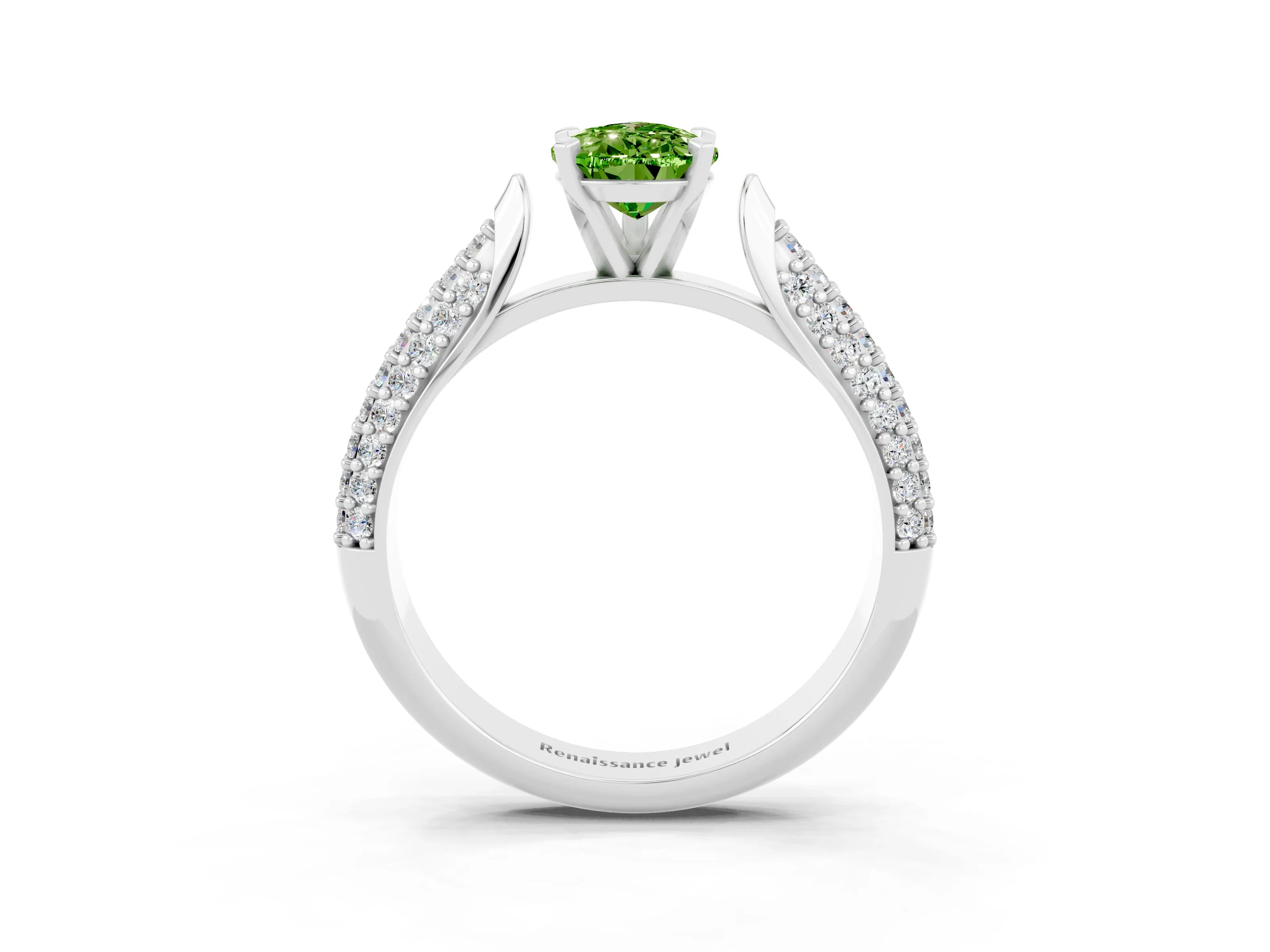 White gold Pear Cut Diamond Solitaire Engagement Ring with Pavé Band and Four-Prong Setting_3