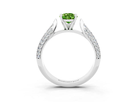 White gold Pear Cut Diamond Solitaire Engagement Ring with Pavé Band and Four-Prong Setting_3