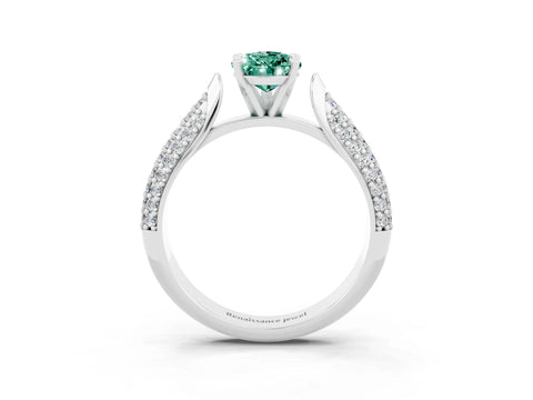 White gold Pear Cut Diamond Solitaire Engagement Ring with Pavé Band and Four-Prong Setting_3
