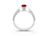 White gold Pear Cut Diamond Solitaire Engagement Ring with Pavé Band and Four-Prong Setting_3