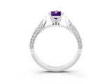 White gold Pear Cut Diamond Solitaire Engagement Ring with Pavé Band and Four-Prong Setting_3