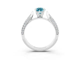 White gold Pear Cut Diamond Solitaire Engagement Ring with Pavé Band and Four-Prong Setting_3