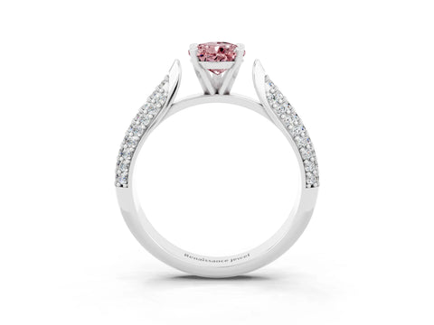 White gold Pear Cut Diamond Solitaire Engagement Ring with Pavé Band and Four-Prong Setting_3