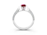 White gold Pear Cut Diamond Solitaire Engagement Ring with Pavé Band and Four-Prong Setting_3