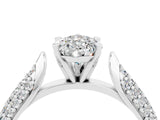 White gold Pear Cut Diamond Solitaire Engagement Ring with Pavé Band and Four-Prong Setting_4