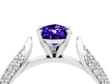 White gold Pear Cut Diamond Solitaire Engagement Ring with Pavé Band and Four-Prong Setting_4
