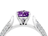 White gold Pear Cut Diamond Solitaire Engagement Ring with Pavé Band and Four-Prong Setting_4