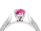 White gold Pear Cut Diamond Solitaire Engagement Ring with Pavé Band and Four-Prong Setting_4