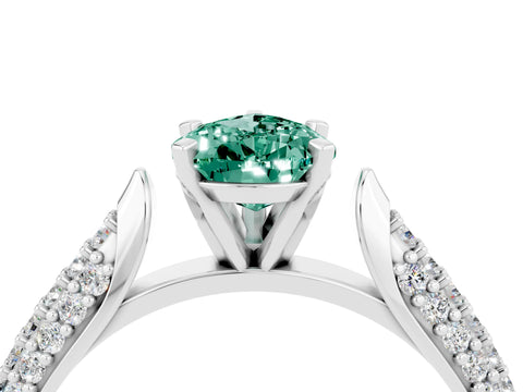 White gold Pear Cut Diamond Solitaire Engagement Ring with Pavé Band and Four-Prong Setting_4