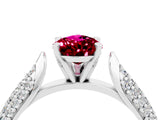 White gold Pear Cut Diamond Solitaire Engagement Ring with Pavé Band and Four-Prong Setting_4