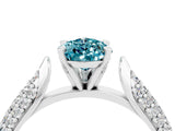 White gold Pear Cut Diamond Solitaire Engagement Ring with Pavé Band and Four-Prong Setting_4