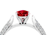 White gold Pear Cut Diamond Solitaire Engagement Ring with Pavé Band and Four-Prong Setting_4
