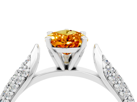 White gold Pear Cut Diamond Solitaire Engagement Ring with Pavé Band and Four-Prong Setting_4