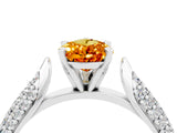 White gold Pear Cut Diamond Solitaire Engagement Ring with Pavé Band and Four-Prong Setting_4