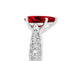 White gold Pear Cut Diamond Solitaire Engagement Ring with Pavé Band and Four-Prong Setting_5