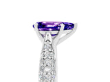 White gold Pear Cut Diamond Solitaire Engagement Ring with Pavé Band and Four-Prong Setting_5