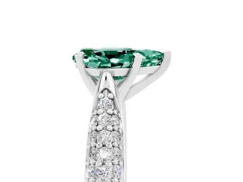 White gold Pear Cut Diamond Solitaire Engagement Ring with Pavé Band and Four-Prong Setting_5