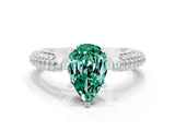 White gold Pear Cut Diamond Solitaire Engagement Ring with Pavé Band and Four-Prong Setting