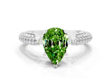 White gold Pear Cut Diamond Solitaire Engagement Ring with Pavé Band and Four-Prong Setting