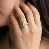 White gold Pear Cut Diamond Solitaire Engagement Ring with Pavé Band and Prong Setting_61