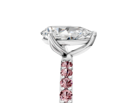 White gold Pear Cut Diamond Solitaire Engagement Ring with Round with Morganite side stone Pavé Band and Prong Setting_17