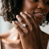 White gold Pear Cut Diamond Solitaire Engagement Ring with Split Shank Pavé Band_320