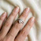 White gold Pear Cut Diamond Solitaire Engagement Ring with Split Shank Pavé Band_324