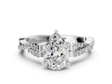 White gold Pear Cut Diamond Solitaire Engagement Ring with Twisted Pavé Band and Four-Prong Setting_64