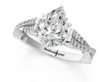 White gold Pear Cut Diamond Solitaire Engagement Ring with Twisted Pavé Band and Four-Prong Setting_65
