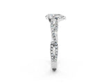 White gold Pear Cut Diamond Solitaire Engagement Ring with Twisted Pavé Band and Four-Prong Setting_65