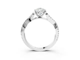 White gold Pear Cut Diamond Solitaire Engagement Ring with Twisted Pavé Band and Four-Prong Setting_67