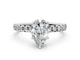 White gold Pear Cut Diamond Solitaire Pavé Engagement Ring with Round Band and Prong Setting_14