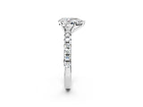 White gold Pear Cut Diamond Solitaire Pavé Engagement Ring with Round Band and Prong Setting_16