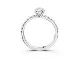 White gold Pear Cut Diamond Solitaire Pavé Engagement Ring with Round Band and Prong Setting_17