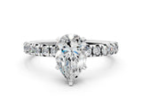 White gold Pear Cut Diamond Solitaire Pavé Engagement Ring with Round Band and Prong Setting_56