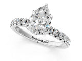 White gold Pear Cut Diamond Solitaire Pavé Engagement Ring with Round Band and Prong Setting_57