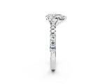 White gold Pear Cut Diamond Solitaire Pavé Engagement Ring with Round Band and Prong Setting_58